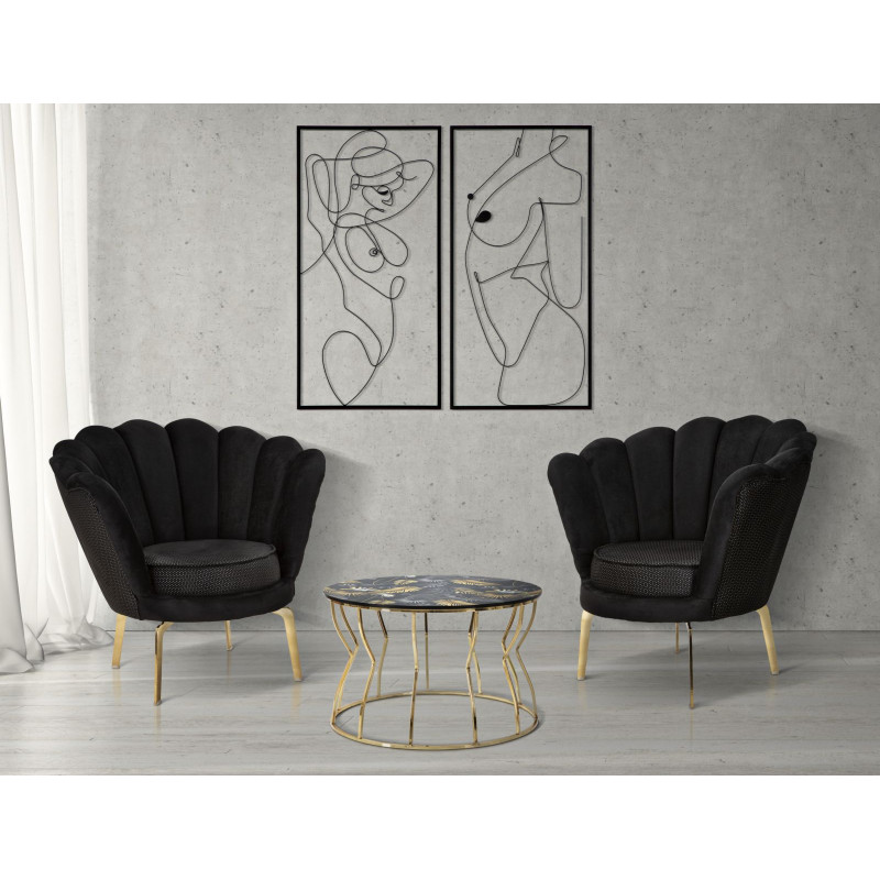 Ensemble de 2 panneaux muraux en fer – 50x100 cm – Déco Bohème minimaliste