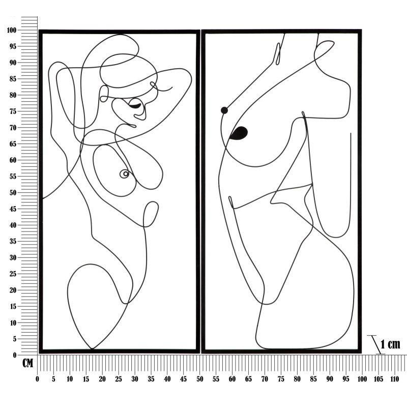 Ensemble de 2 panneaux muraux en fer – 50x100 cm – Déco Bohème minimaliste