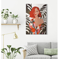 Tableau mural Lady Jungle – Modèle A – 80x120 cm – Impression exotique Bohème Chic