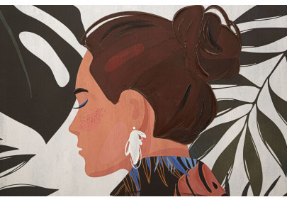 Tableau mural Lady Jungle – Modèle B – 80x120 cm – Portrait artistique jungle bohème