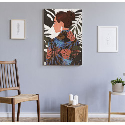 Tableau mural Lady Jungle – Modèle B – 80x120 cm – Portrait artistique jungle bohème