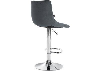 Ensemble de 2 tabourets de bar Jerry en velours, chromés, gris foncé