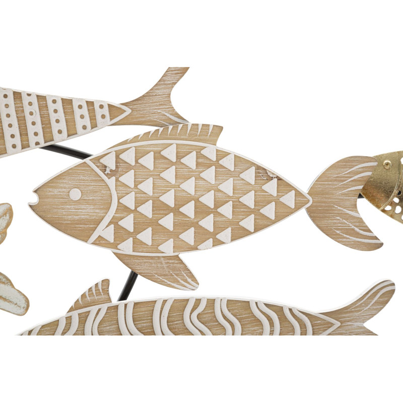 Décoration murale poisson – 118x46 cm – Panneau en fer Glam marin élégant