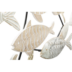 Décoration murale poisson – 118x46 cm – Panneau en fer Glam marin élégant