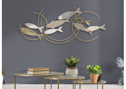 Décoration murale mouvement de poisson – 142x61 cm – Composition Glam dynamique