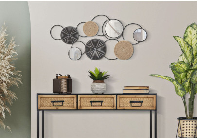 Panneau mural en fer Triby – 106x52 cm – Déco murale Bohème Chic artisanale et graphique