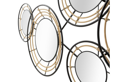 Panneau mural en fer avec miroirs Oporto – 111x59 cm – Élégance bohème et reflets subtils