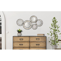 Panneau mural en fer avec miroirs Oporto – 111x59 cm – Élégance bohème et reflets subtils