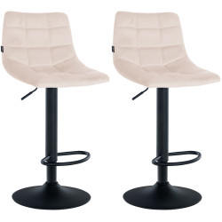 Lot de 2 tabourets de bar Jerry en velours noir beige