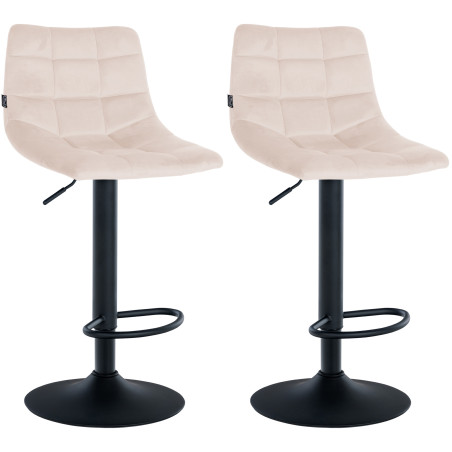 Lot de 2 tabourets de bar Jerry en velours noir beige