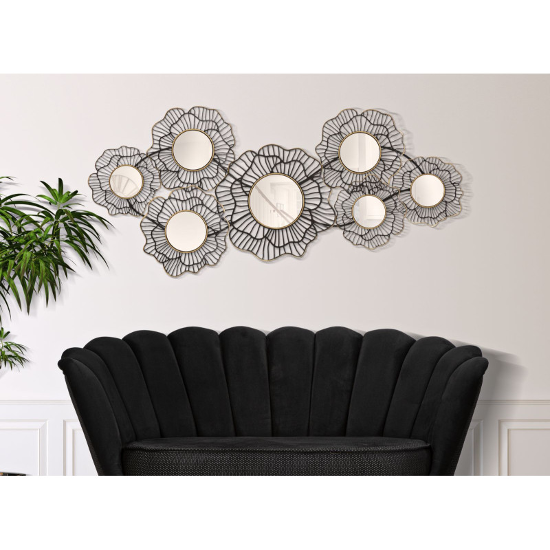 Décoration murale Osaka avec miroirs – 121x56 cm – Métal Glam et reflets argentés