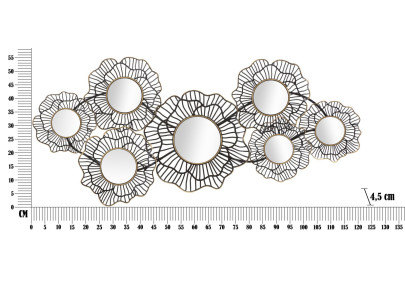 Décoration murale Osaka avec miroirs – 121x56 cm – Métal Glam et reflets argentés