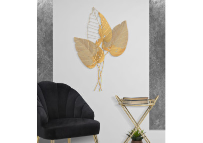 Décoration murale Feuille d’automne dorée – 53x84 cm – Élégance métallique et chaleur Glam