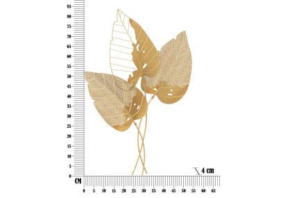 Décoration murale Feuille d’automne dorée – 53x84 cm – Élégance métallique et chaleur Glam
