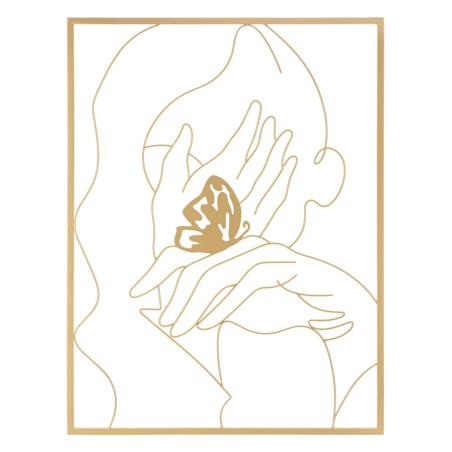 Panneau mural en fer Mains sur la Face – 60x80 cm – Portrait moderne et expressif Glam