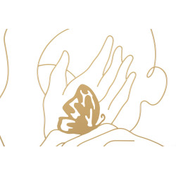 Panneau mural en fer Mains sur la Face – 60x80 cm – Portrait moderne et expressif Glam