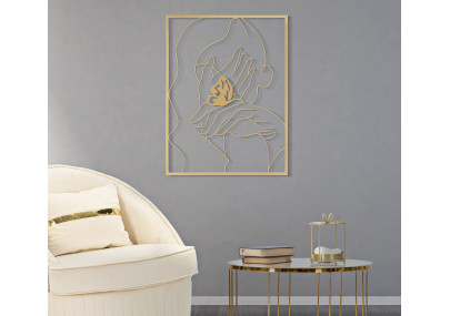 Panneau mural en fer Mains sur la Face – 60x80 cm – Portrait moderne et expressif Glam