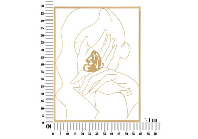 Panneau mural en fer Mains sur la Face – 60x80 cm – Portrait moderne et expressif Glam