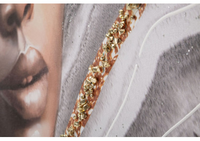 Tableau mural fait main Naomi – Modèle A – 100x100 cm – Portrait féminin bohème et doux