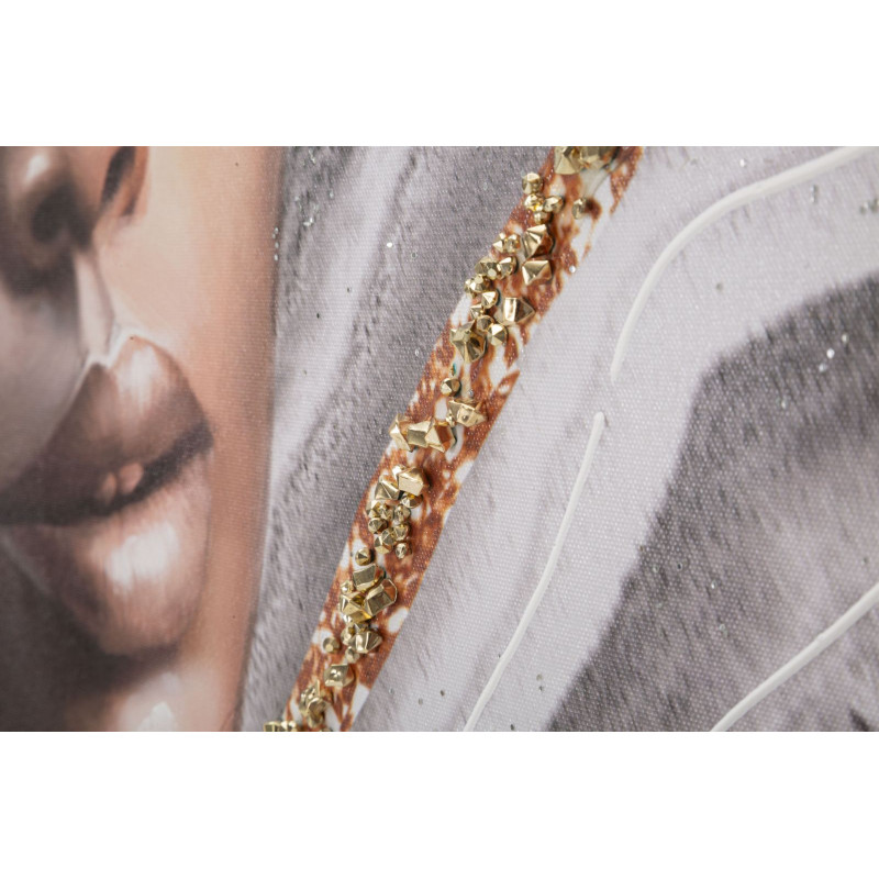 Tableau mural fait main Naomi – Modèle A – 100x100 cm – Portrait féminin bohème et doux