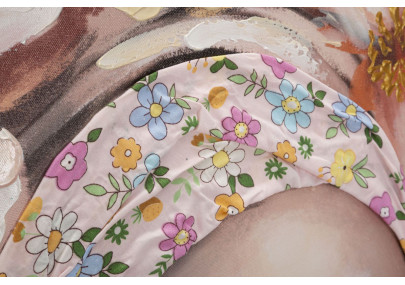 Tableau mural fait main Naomi – Modèle A – 100x100 cm – Portrait féminin bohème et doux