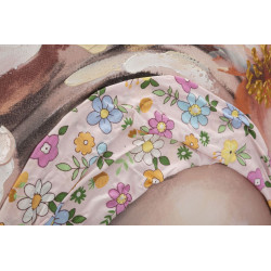 Tableau mural fait main Naomi – Modèle A – 100x100 cm – Portrait féminin bohème et doux