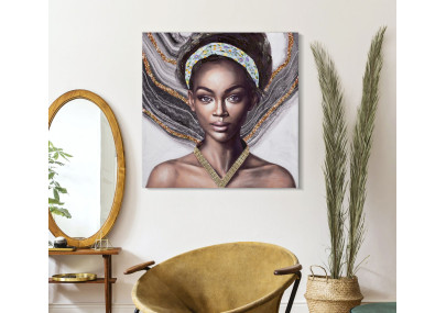 Tableau mural fait main Naomi – Modèle A – 100x100 cm – Création Bohème Chic lumineuse