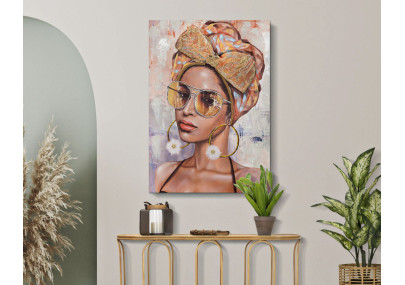 Tableau mural fait main Jennifer – Modèle B – 70x100 cm – Œuvre murale bohème poétique