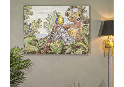 Tableau mural fait main Kenda Original – 120x90 cm – Art contemporain bohème et texturé