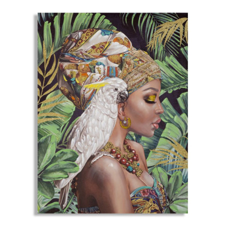 Tableau mural fait main Kloe Vertical – 90x120 cm – Portrait élancé Bohème Chic expressif