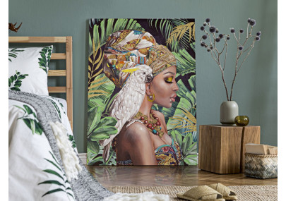 Tableau mural fait main Kloe Vertical – 90x120 cm – Portrait élancé Bohème Chic expressif