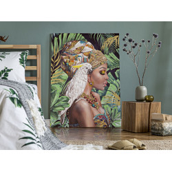 Tableau mural fait main Kloe Vertical – 90x120 cm – Portrait élancé Bohème Chic expressif