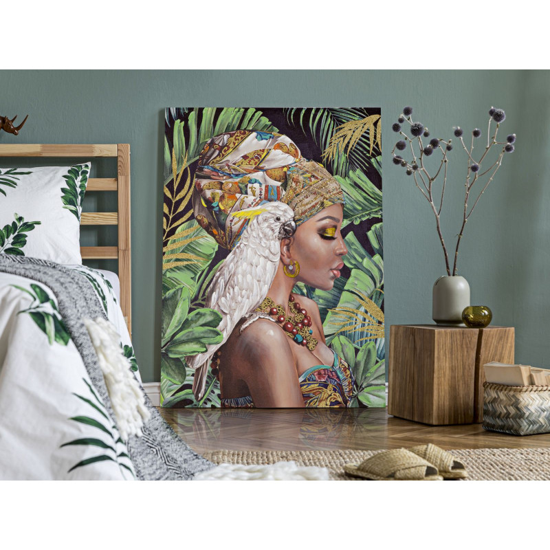 Tableau mural fait main Kloe Vertical – 90x120 cm – Portrait élancé Bohème Chic expressif