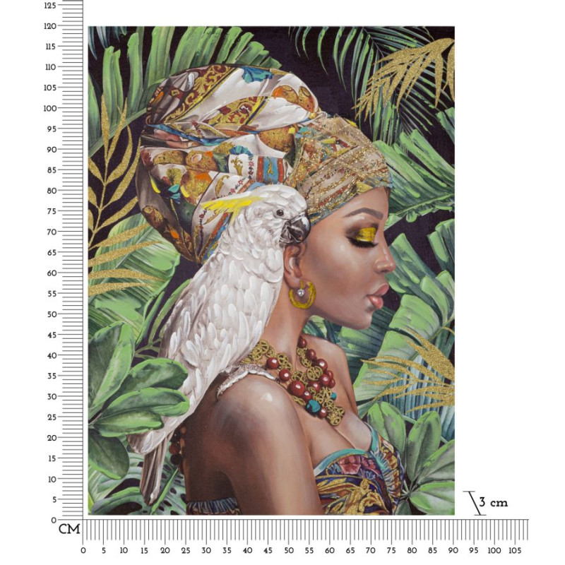 Tableau mural fait main Kloe Vertical – 90x120 cm – Portrait élancé Bohème Chic expressif