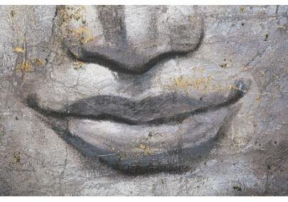 Tableau mural fait main Visage de Bouddha lumineux – Modèle A – 80x120 cm – Sérénité bohème et spirituelle