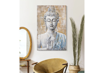 Tableau mural fait main Bouddha Lumière – Modèle B – 80x120 cm – Déco apaisante et zen Bohème Chic