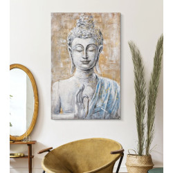 Tableau mural fait main Bouddha Lumière – Modèle B – 80x120 cm – Déco apaisante et zen Bohème Chic