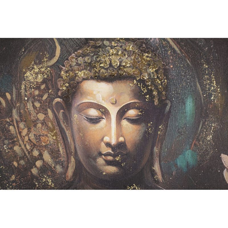 Tableau mural fait main Bouddha – Modèle A – 100x100 cm – Grand format spirituel bohème