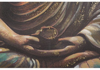 Tableau mural fait main Bouddha – Modèle A – 100x100 cm – Grand format spirituel bohème