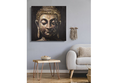 Tableau mural fait main Bouddha – Modèle B – 100x100 cm – Harmonie et paix intérieure Bohème Chic