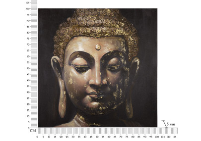 Tableau mural fait main Bouddha – Modèle B – 100x100 cm – Harmonie et paix intérieure Bohème Chic