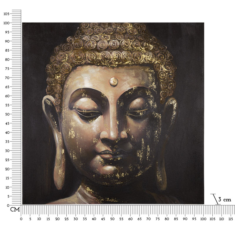 Tableau mural fait main Bouddha – Modèle B – 100x100 cm – Harmonie et paix intérieure Bohème Chic