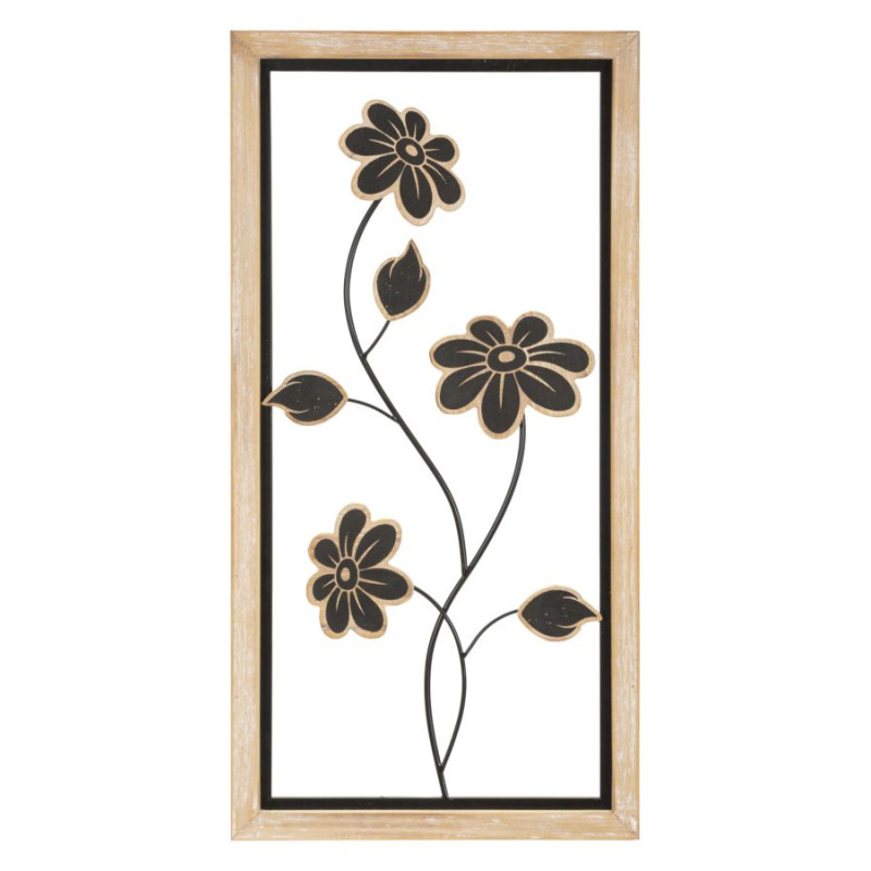 Panneau mural en fer et bois Girish – Modèle B – 30x60 cm – Décoration naturelle bohème équilibrée