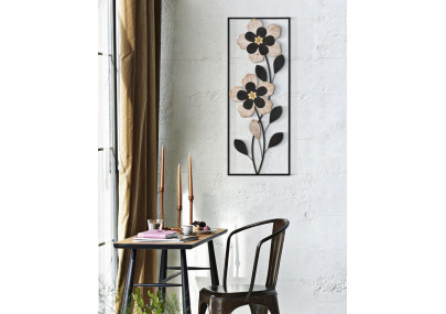 Panneau mural en fer et bois Divaker – Modèle B – 27x70 cm – Design ethnique bohème raffiné