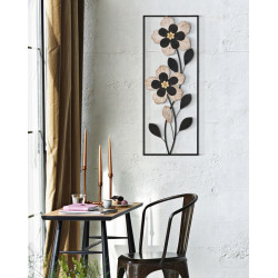 Panneau mural en fer et bois Divaker – Modèle B – 27x70 cm – Design ethnique bohème raffiné