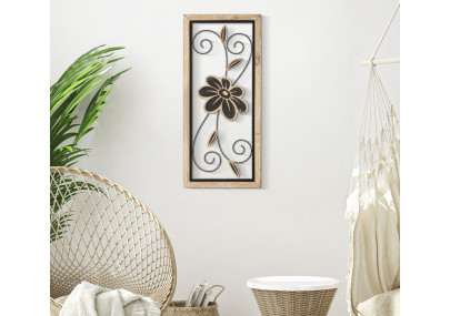 Panneau mural en fer et bois Koman – Modèle A – 26x60 cm – Motif artisanal bohème chaleureux