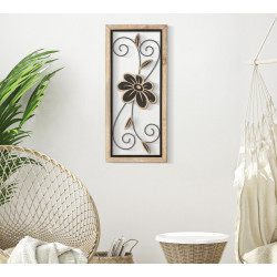 Panneau mural en fer et bois Koman – Modèle A – 26x60 cm – Motif artisanal bohème chaleureux