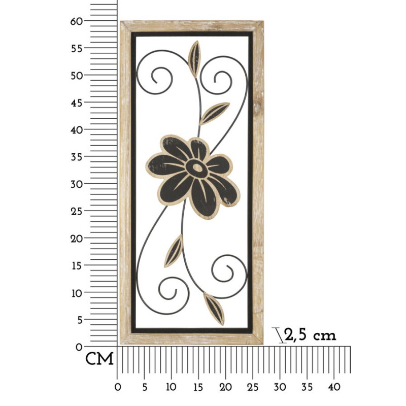 Panneau mural en fer et bois Koman – Modèle A – 26x60 cm – Motif artisanal bohème chaleureux