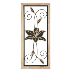 Panneau mural en fer et bois Koman – Modèle B – 26x60 cm – Alliance de matériaux bohème chic
