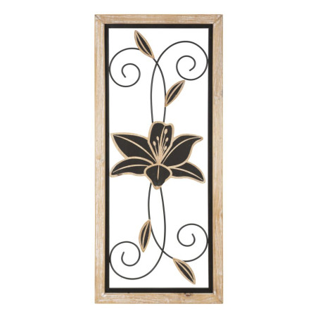 Panneau mural en fer et bois Koman – Modèle B – 26x60 cm – Alliance de matériaux bohème chic